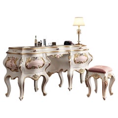 21st Century Seven Drawer Vanity Table by Modenese Gastone, White and Pink