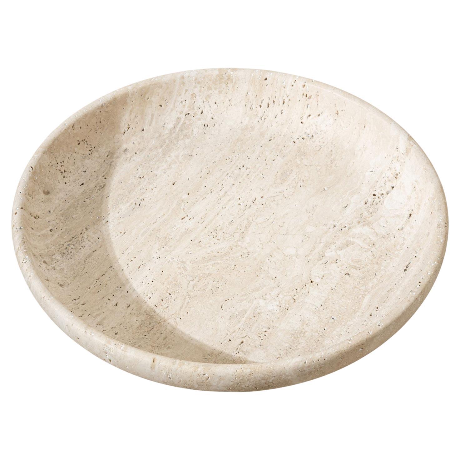 21st Century Shallow Travertine Bowl, Italy.