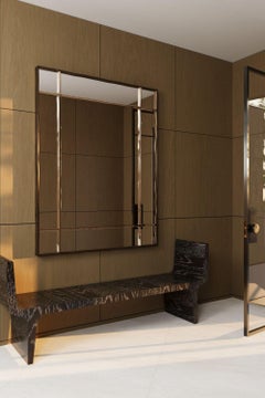 21st Century Sharp Mirror, in Carved Oxidized Bronze, by Duistt