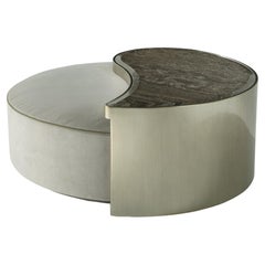 21st Century Sharp Pouf with Table in Metal and Velvet by Etro Home Interiors