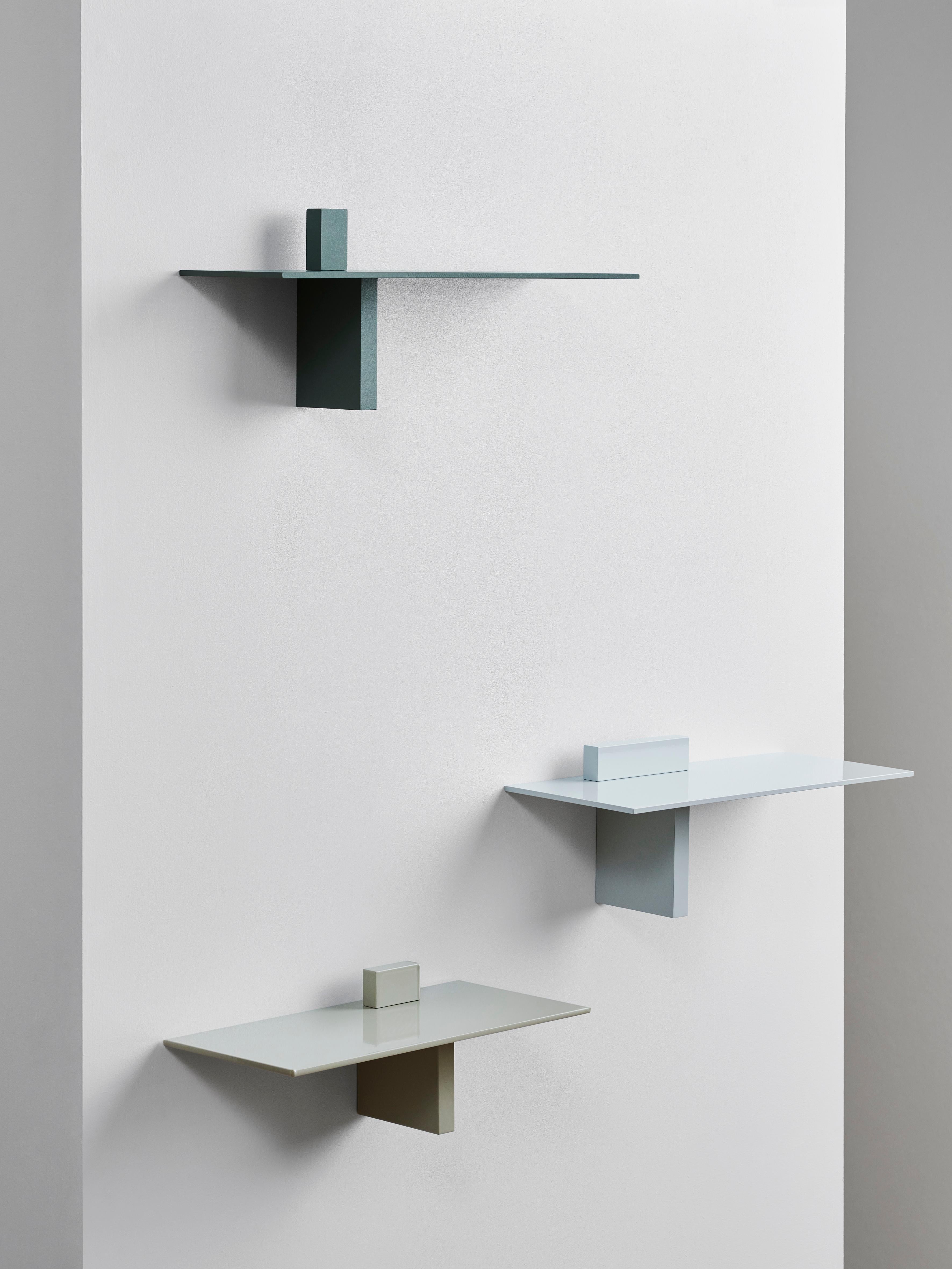 Powder-Coated 21st Century Shelf Recycled Aluminum Handmade in Cement Grey by Atelier Ferraro