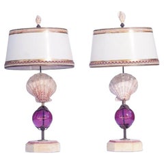 21st Century Shell Lamps with Murano Glass