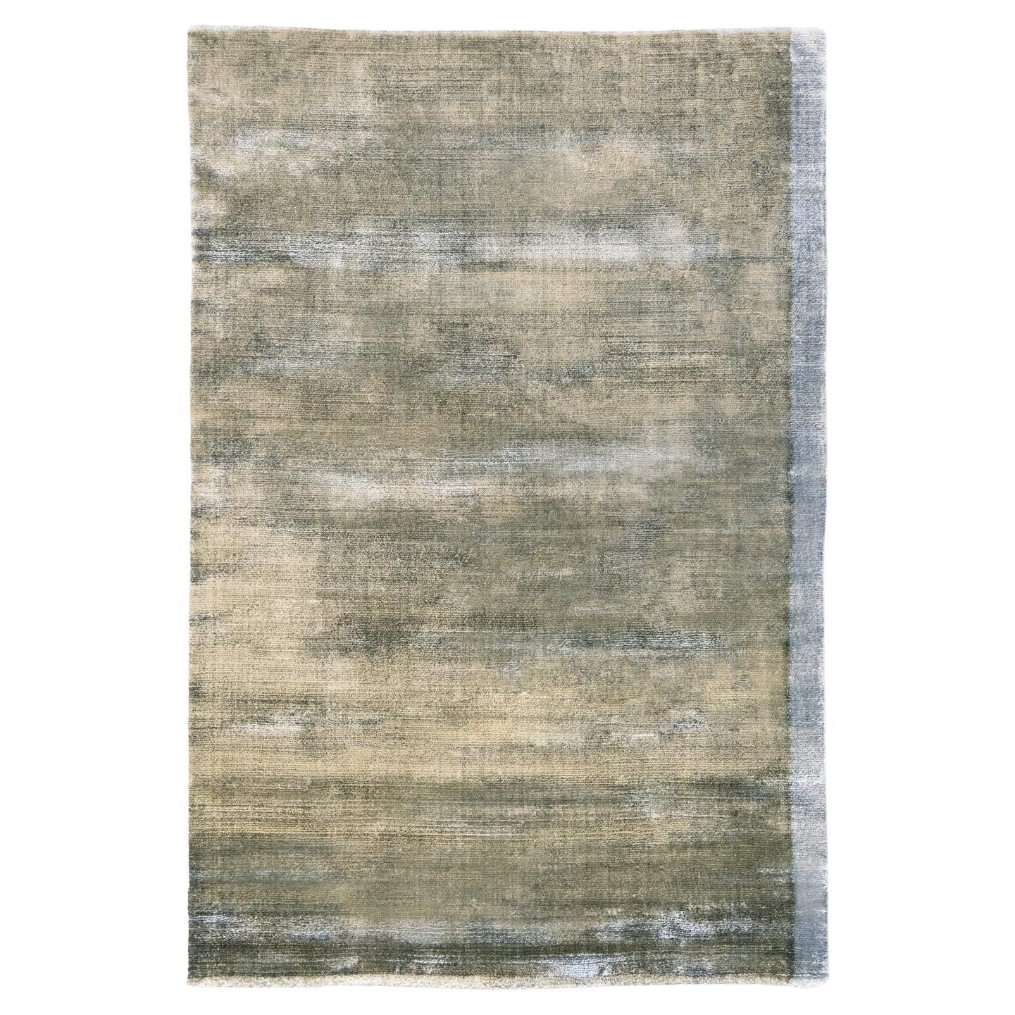 21st Century Shiny Velvety Green Rug by Deanna Comellini in Stock 200x300 cm