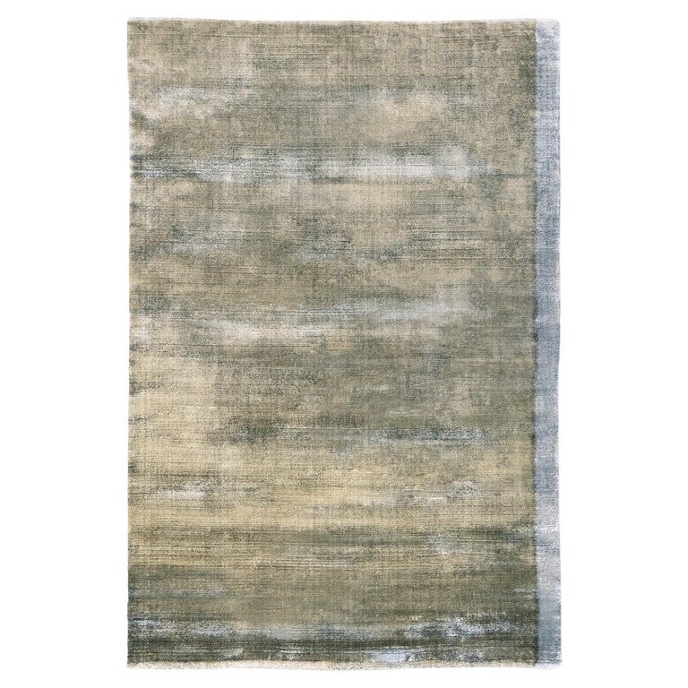 Shiny Rug 21st Century Shiny Velvety Green Rug by Deanna Comellini in Stock For ...