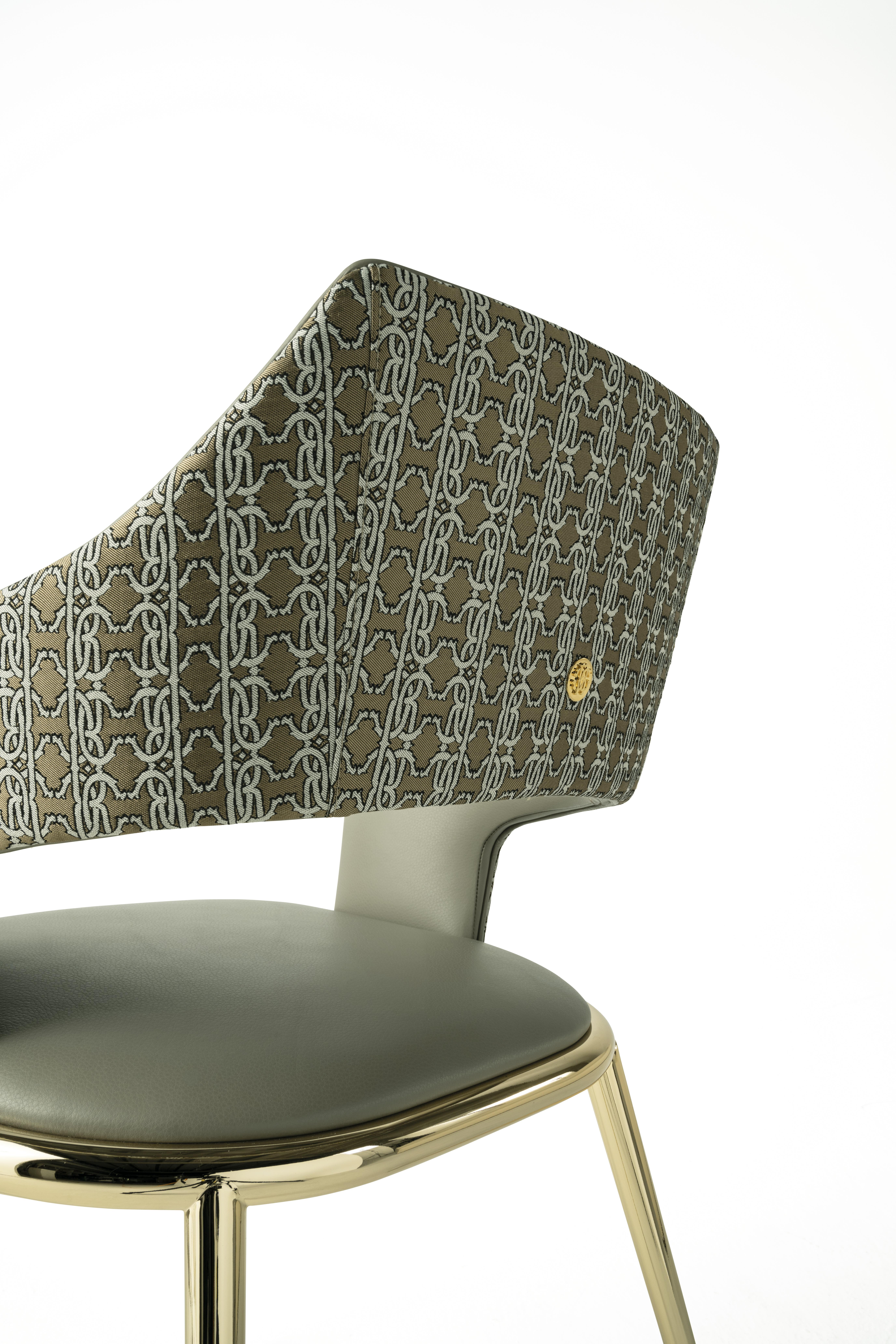 Metal 21st Century Shira Chair in Leather by Roberto Cavalli Home Interiors For Sale