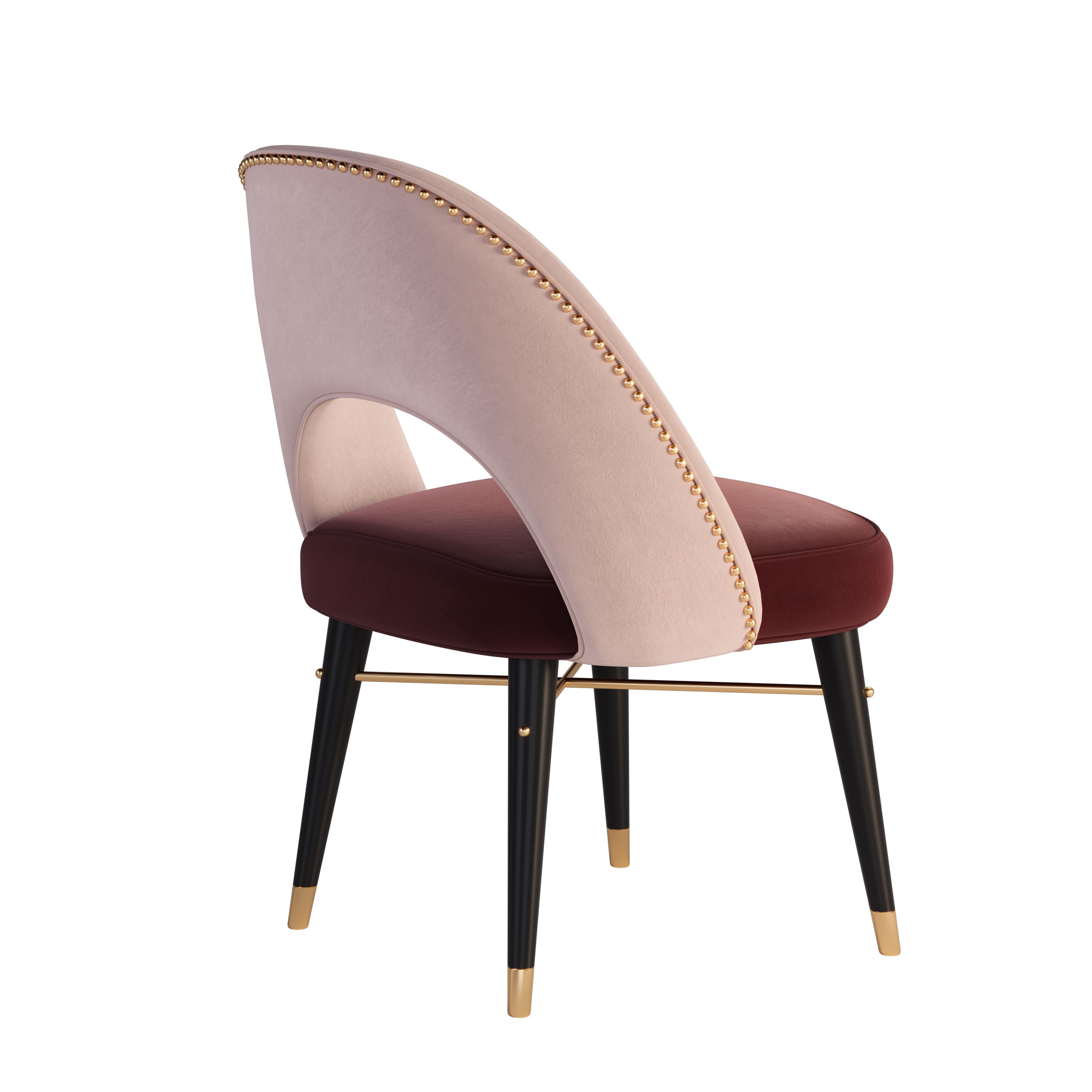 21st Century Shirley Dining Chair Walnut Wood Velvet For Sale 4