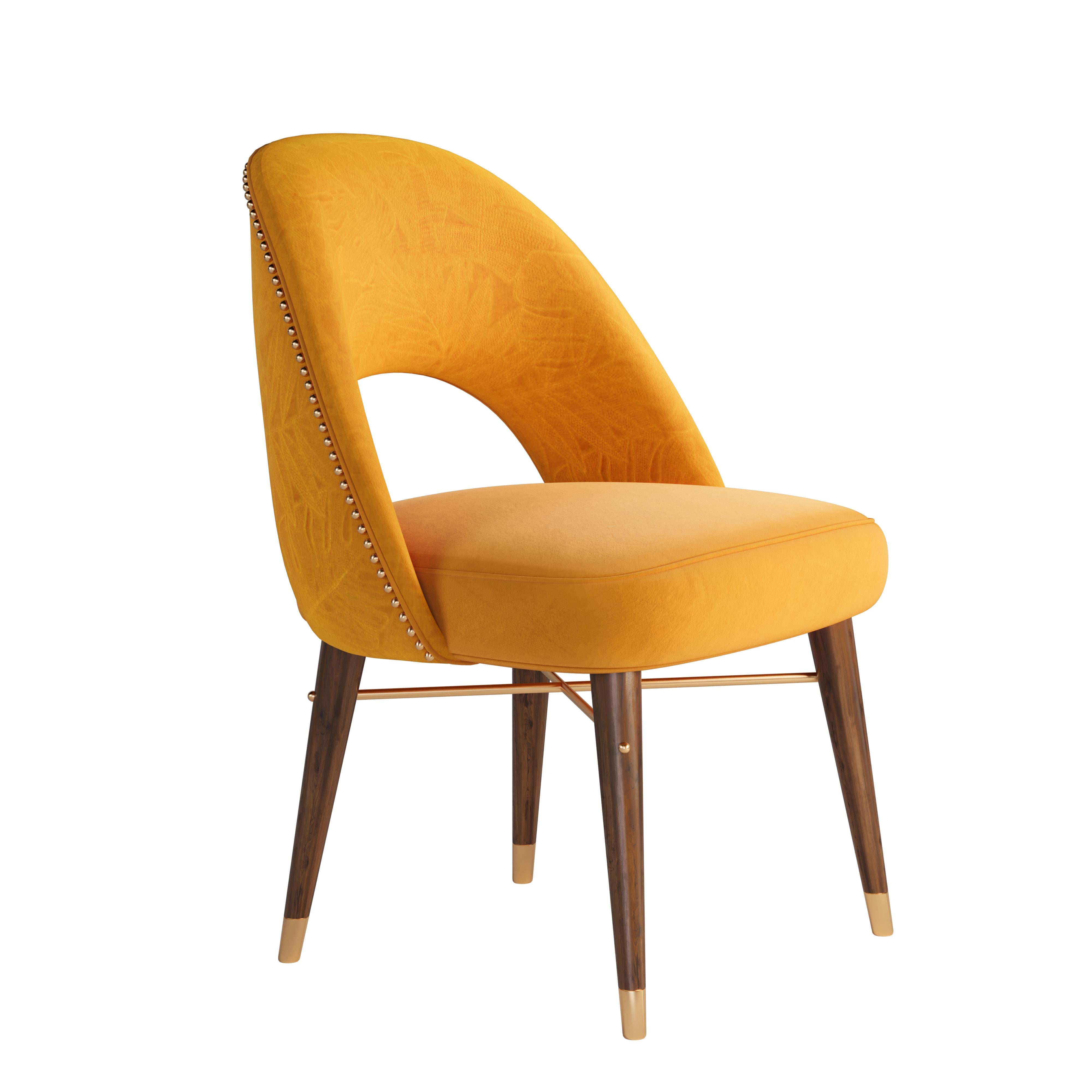 21st Century Shirley Dining Chair Walnut Wood Velvet For Sale 1
