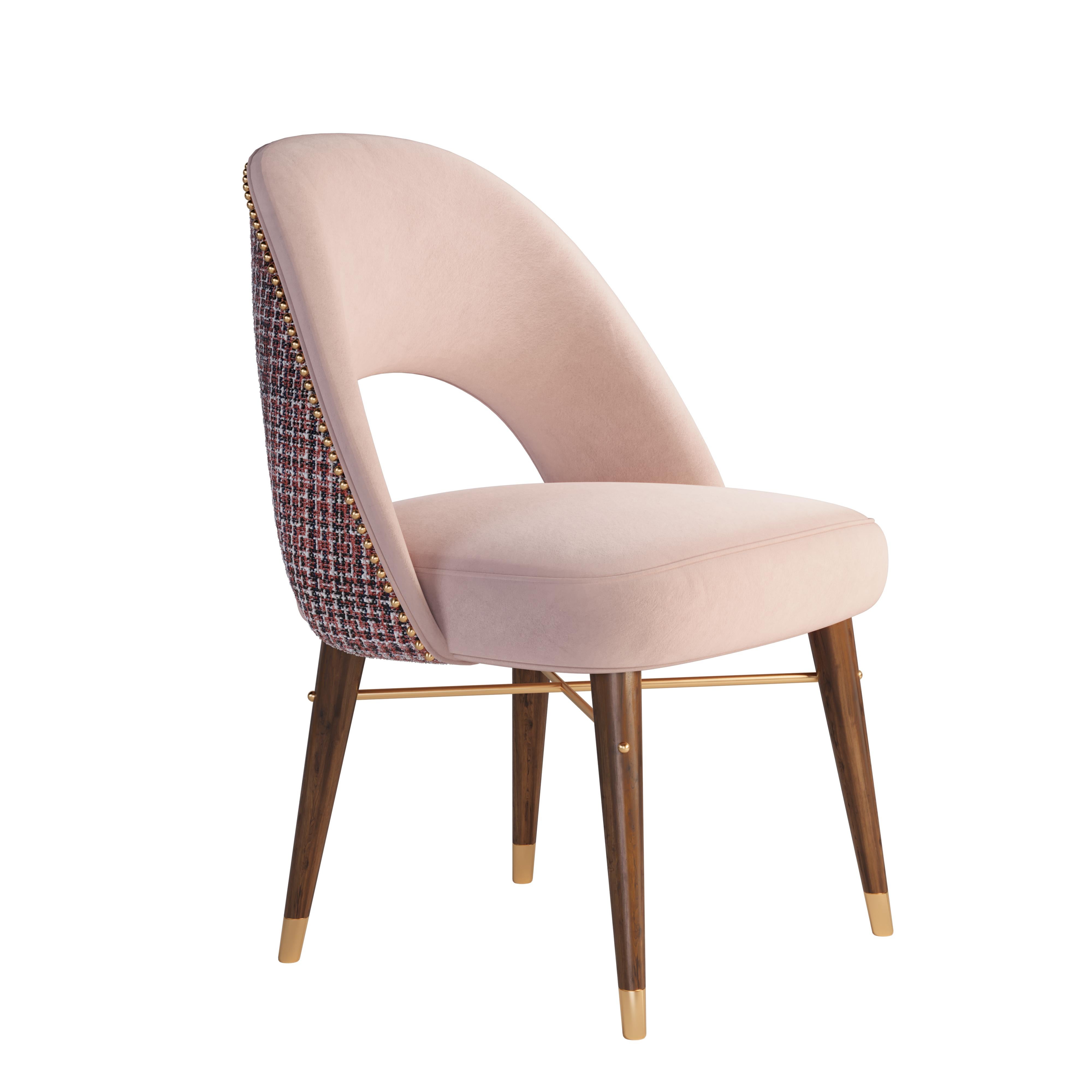 21st Century Shirley Dining Chair Walnut Wood Velvet For Sale 2