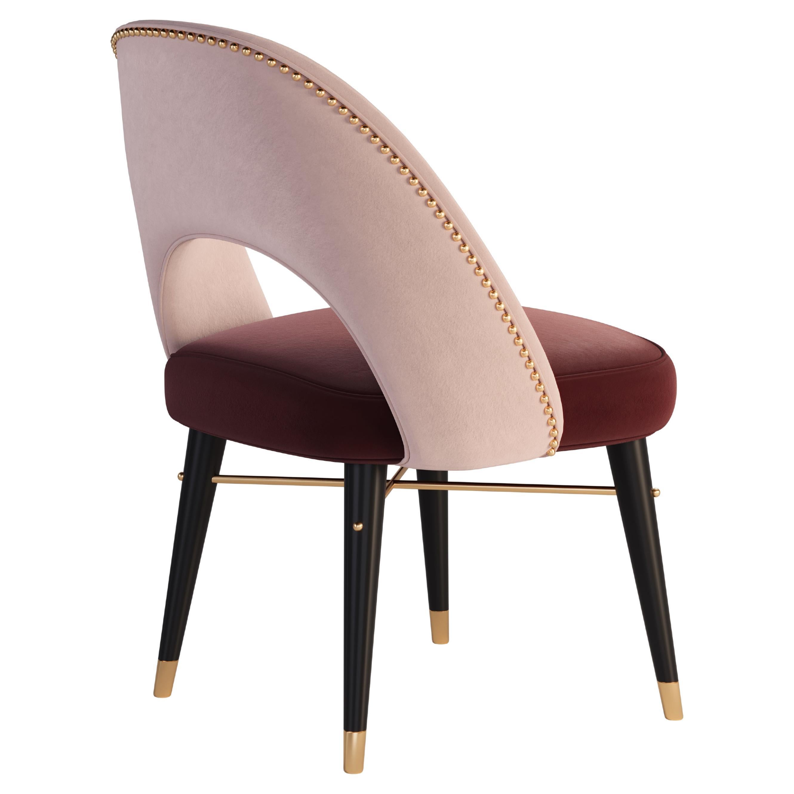 21st Century Shirley Dining Chair Walnut Wood Velvet For Sale