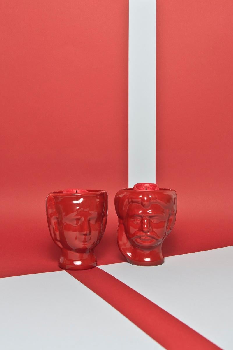 Contemporary 21st Century, Sicilian Moor' Head Design, Ceramic Vases, Made in Italy Handmade For Sale