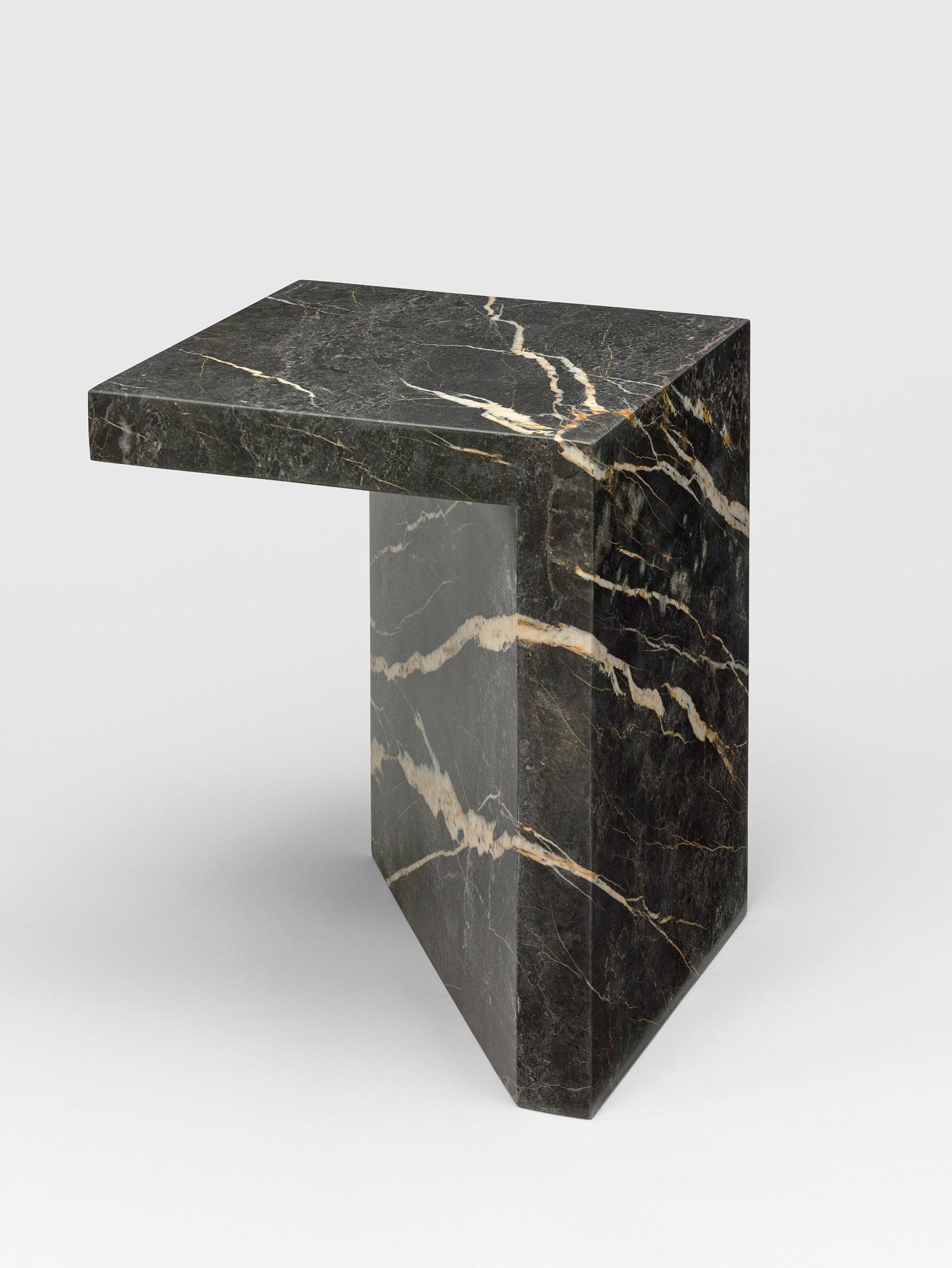 French Black Marble Side Table Imbalance by Hervé Langlais for Galerie Negropontes For Sale