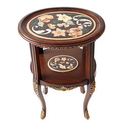 21st Century Side Table Jade Onyx Semi Precious Inlay Mosaic Rosewood