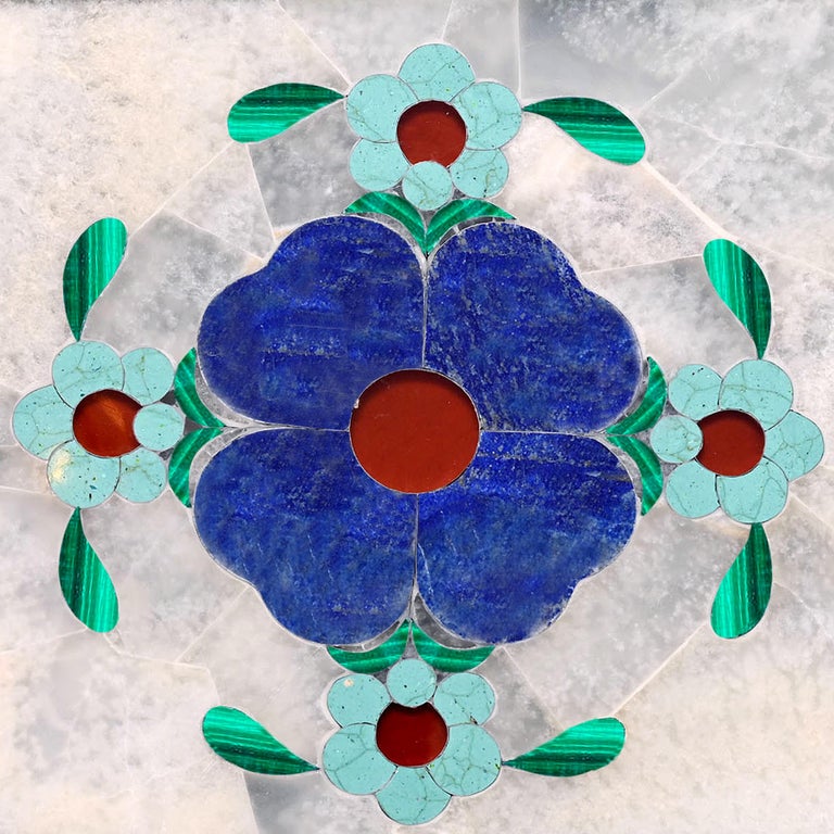 21st Century Side Table Lapis Amazonite Onyx Semi Precious Inlay Mosaic