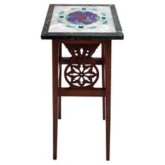 Table d'appoint du 21e siècle en bois de mosaïque incrusté d'onyx, d' amazonite et de lapis-lazuli semi-précieux
