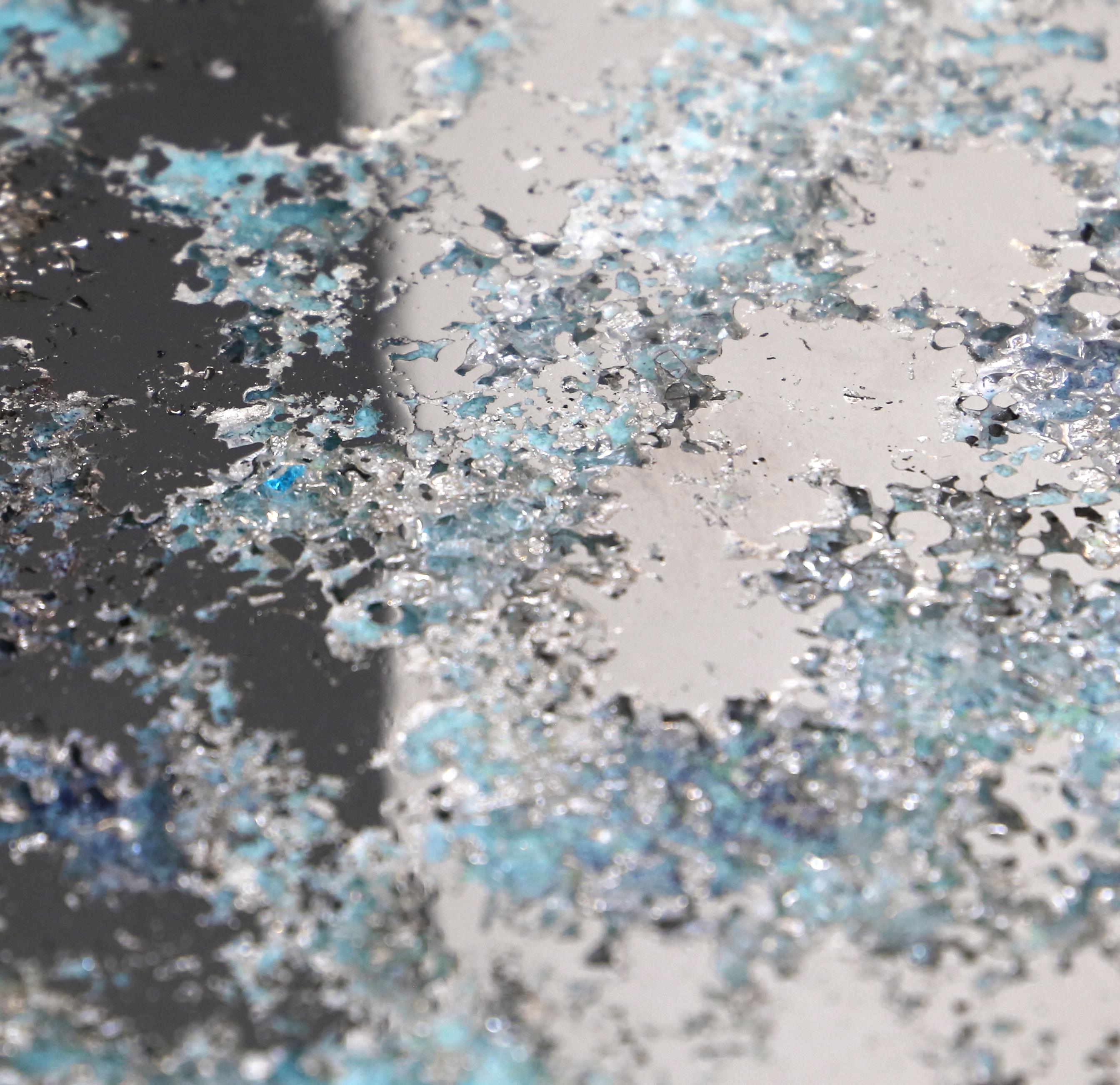 Metalwork 21st Century Side Table, Totem Blue, Pewter Murano Glass Xavier Lavergne, France For Sale
