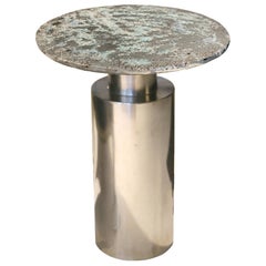 21st Century Side Table, Totem Blue, Pewter Murano Glass Xavier Lavergne, France