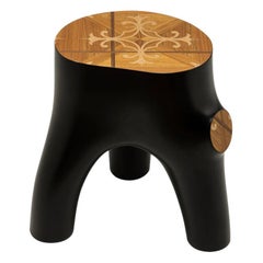 21st Century Side Tables Marcantonio Inlay Wood Scapin Lacquered Black