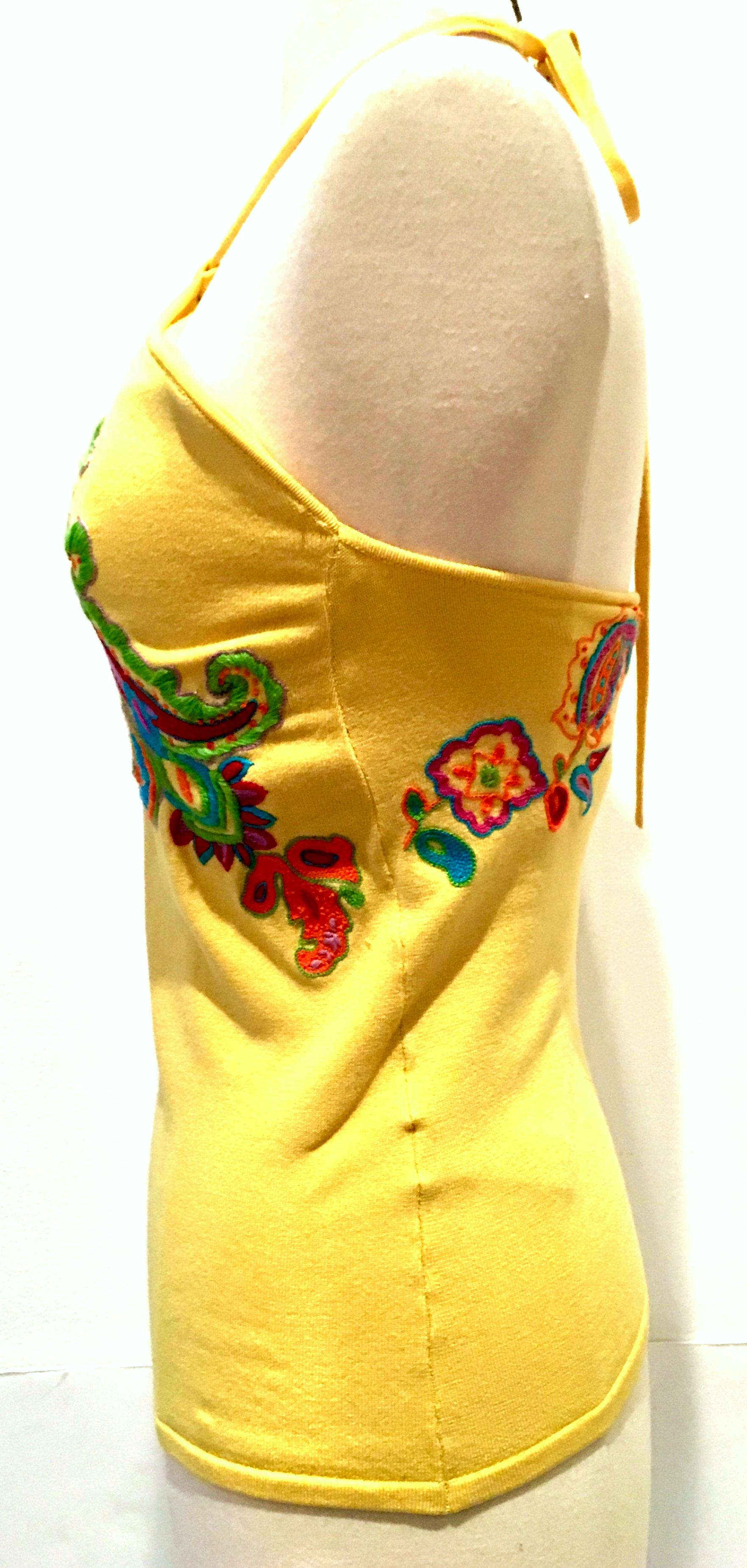 Women's or Men's 21st Century Silk Embroidered Halter Top By, Ralph Lauren For Sale