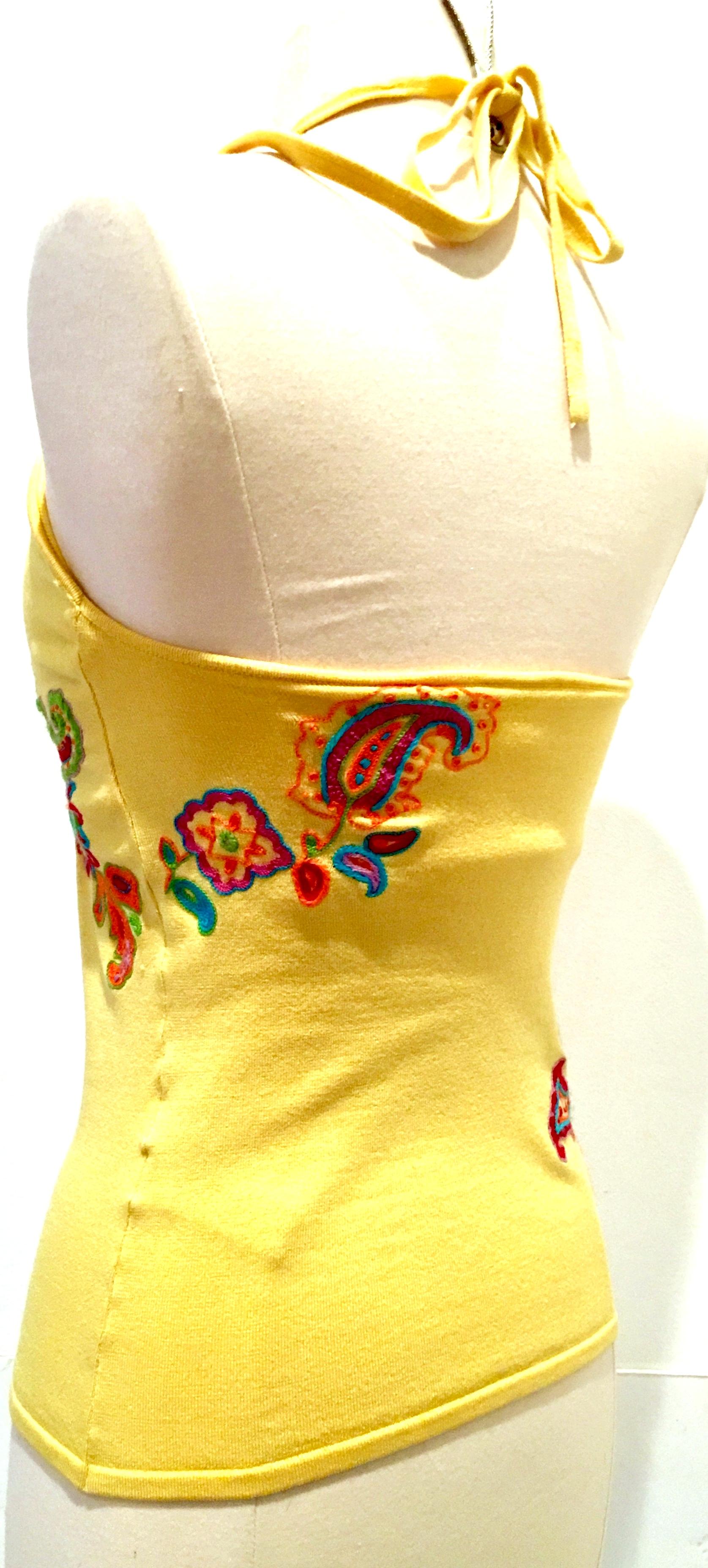 Women's or Men's 21st Century Silk Embroidered Halter Top By, Ralph Lauren For Sale