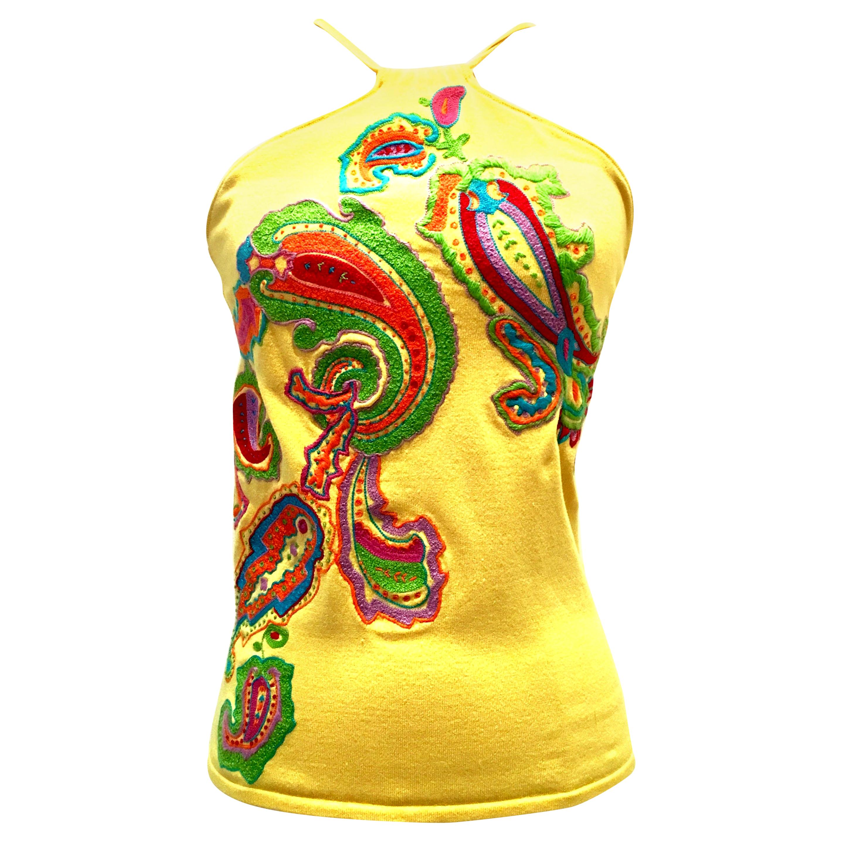 21st Century Silk Embroidered Halter Top By, Ralph Lauren For Sale