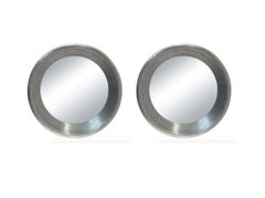 21st Century Silver French Pair of Aluminum Wall Glass L'oeil De Boeuf Mirrors