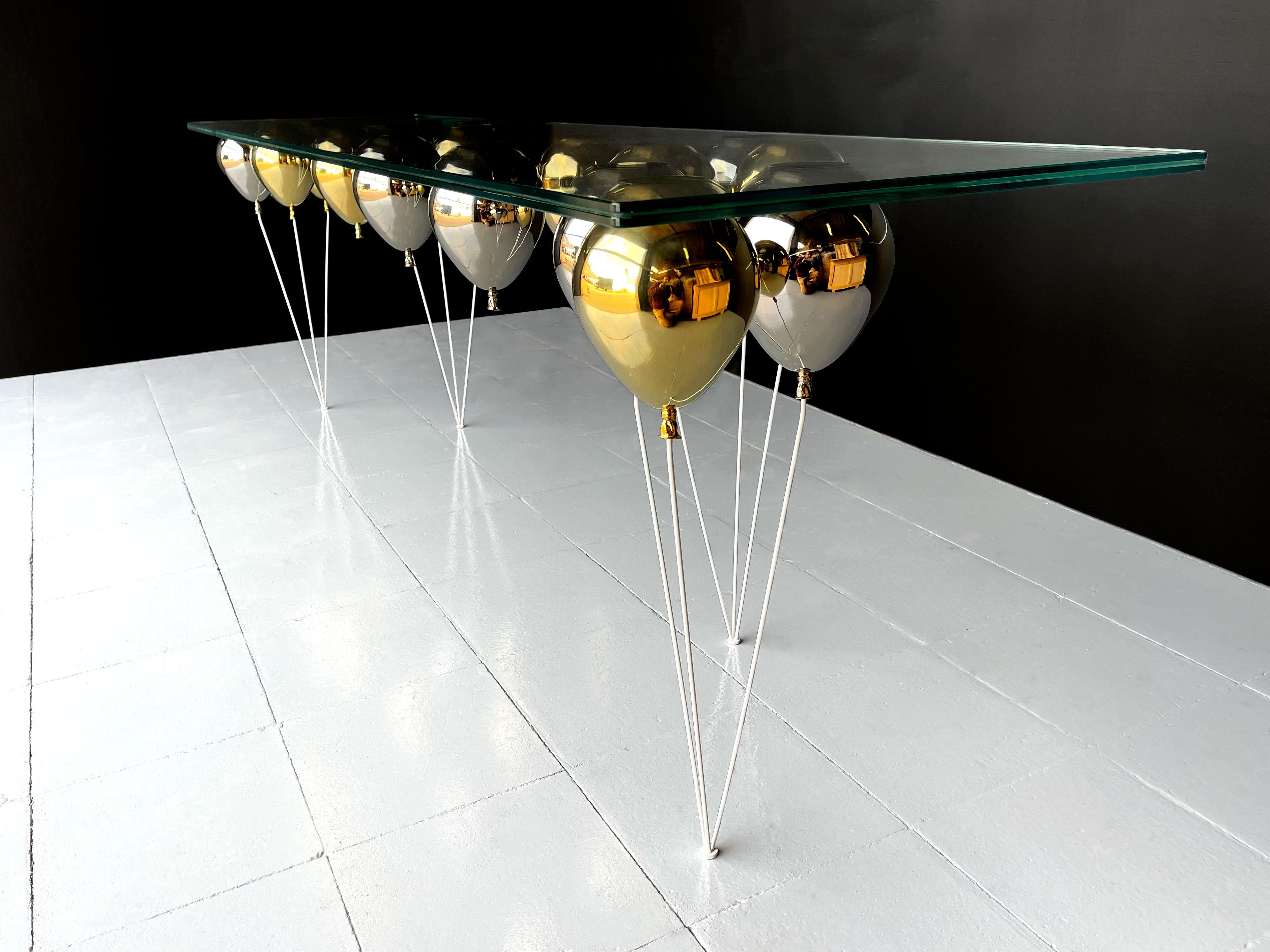 British 21st Century Silver & Gold Balloon Console Table For Sale