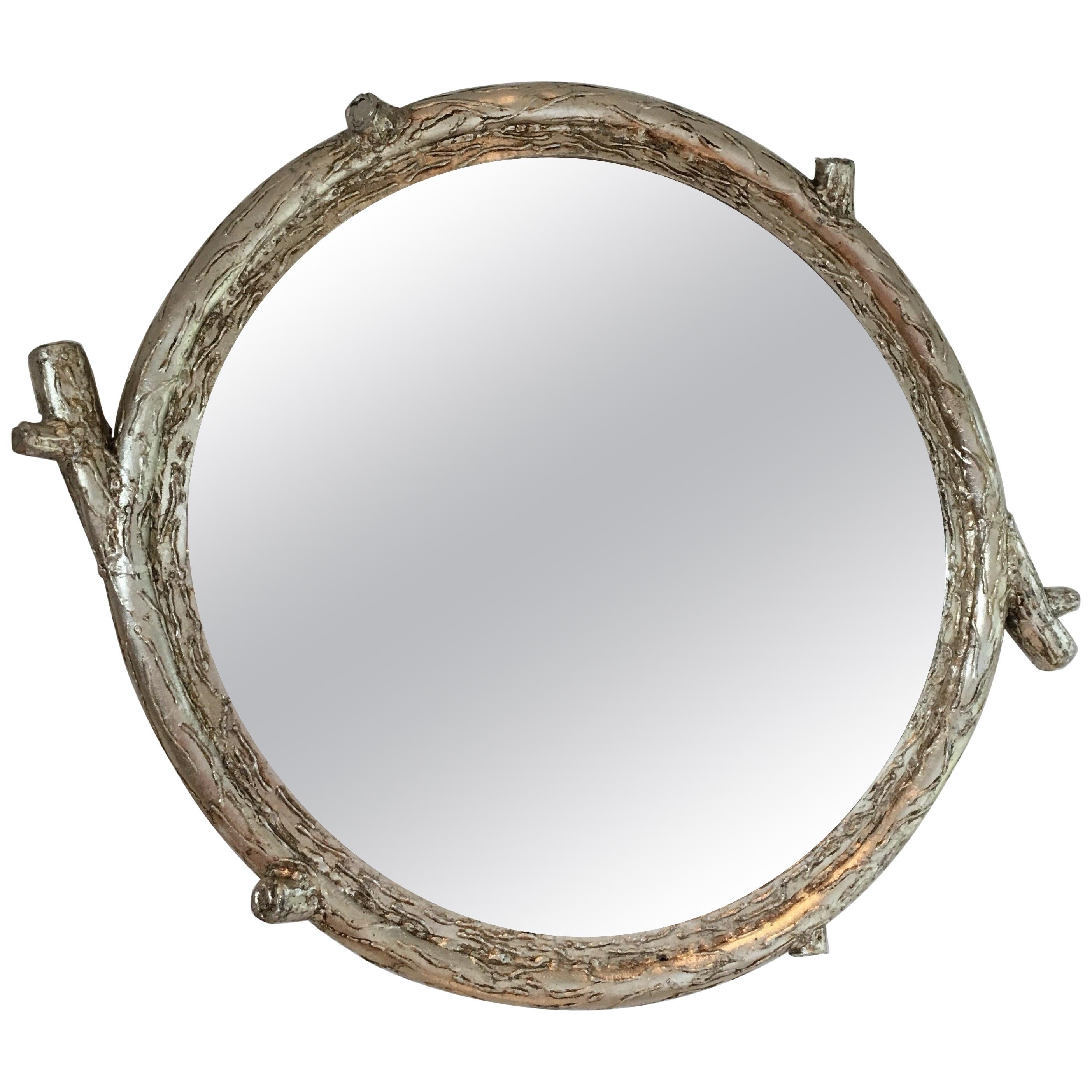 21st Century Silver-Leaf Wrought Iron Sculpted Branch Hiver Mirror by CasaMidy