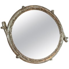 Miroir de chasseur de branches en fer forgé sculpté à la feuille d'argent du 21e siècle par CasaMidy