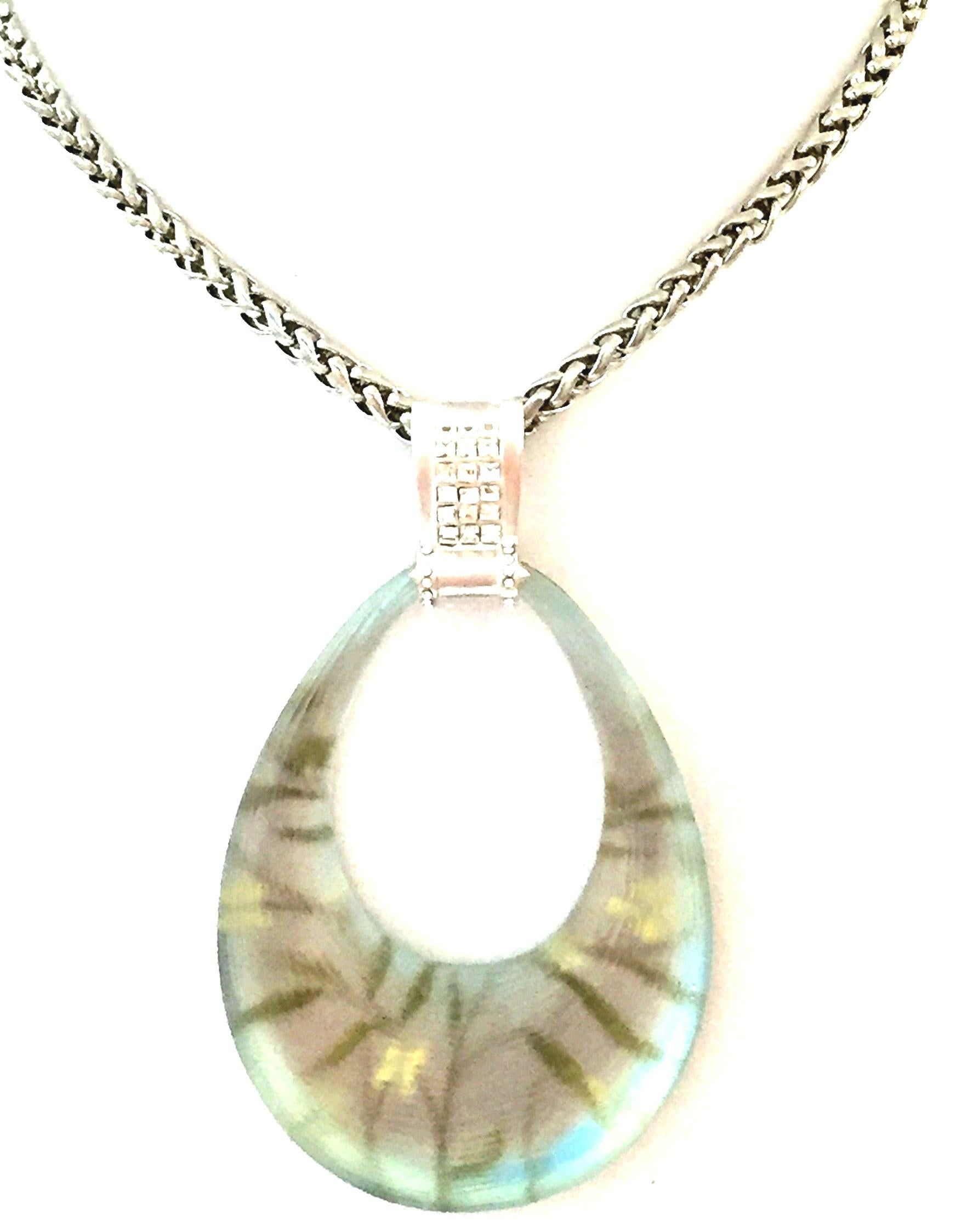 Women's or Men's 21st Century Silver Lucite & Crystal Pendant Necklace By, Alexis Bittar