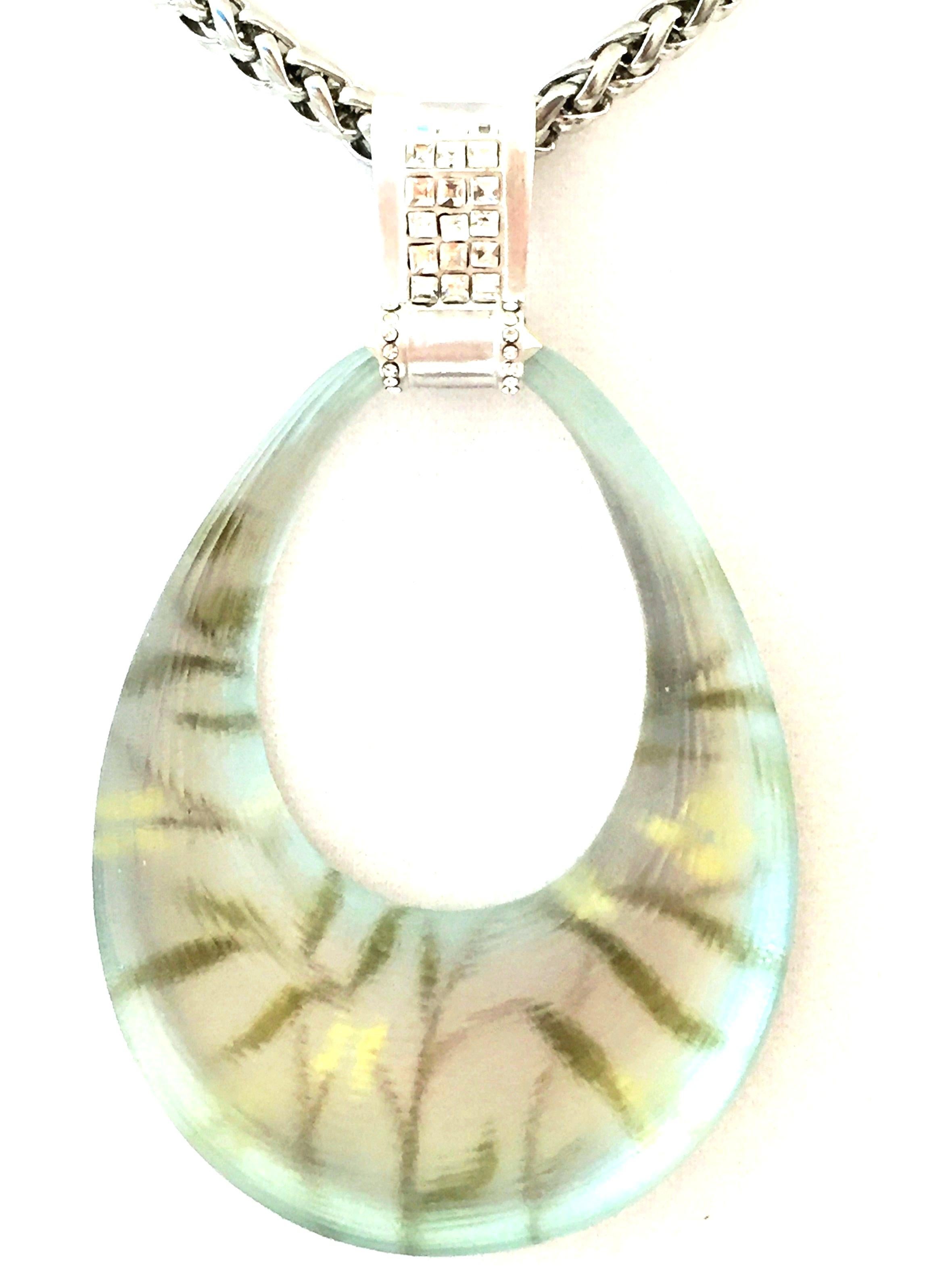 21st Century Silver Lucite & Crystal Pendant Necklace By, Alexis Bittar 1