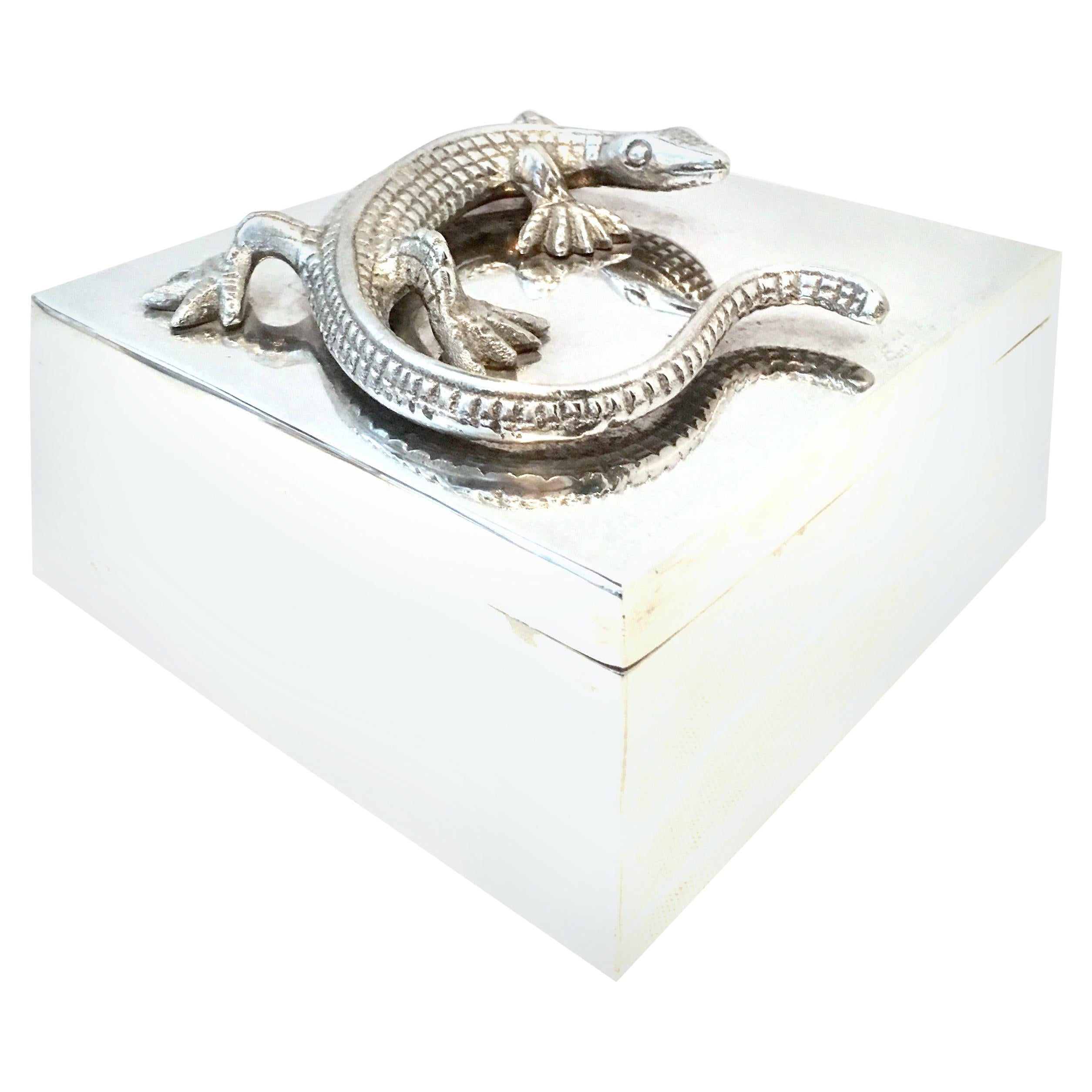 21st Century Silver Plate Sculptural "Lizard" Lidded Box For Sale