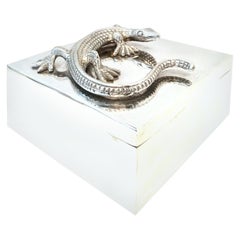 21st Century Silver Plate Sculptural "Lizard" Lidded Box