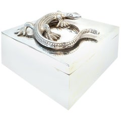 21st Century Silver Plate Sculptural "Lizard" Lidded Box