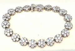21st Century Silver Plate & Swarovski Crystal "Flower" Link Tennis Bracelet