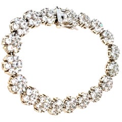 21st Century Silver Plate & Swarovski Crystal "Flower" Link Tennis Bracelet