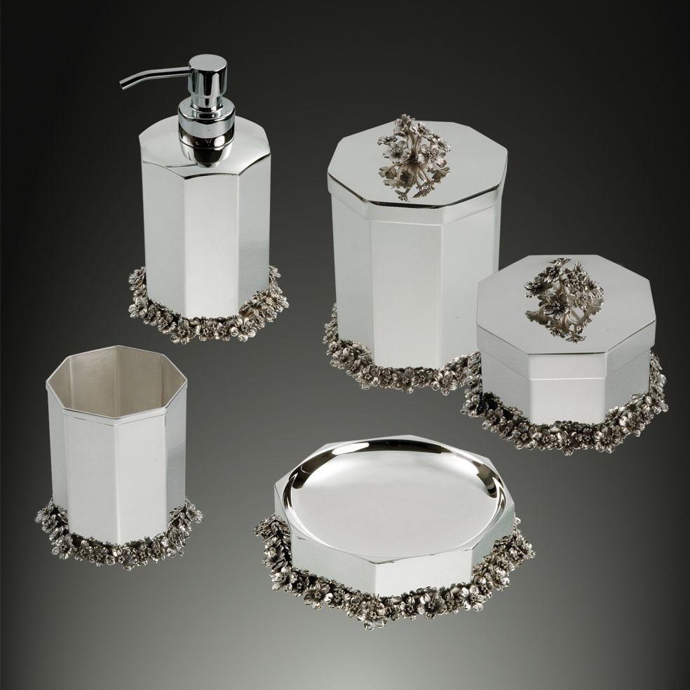 Italian 21st Century silvered brass liquid soap dispenser  For Sale