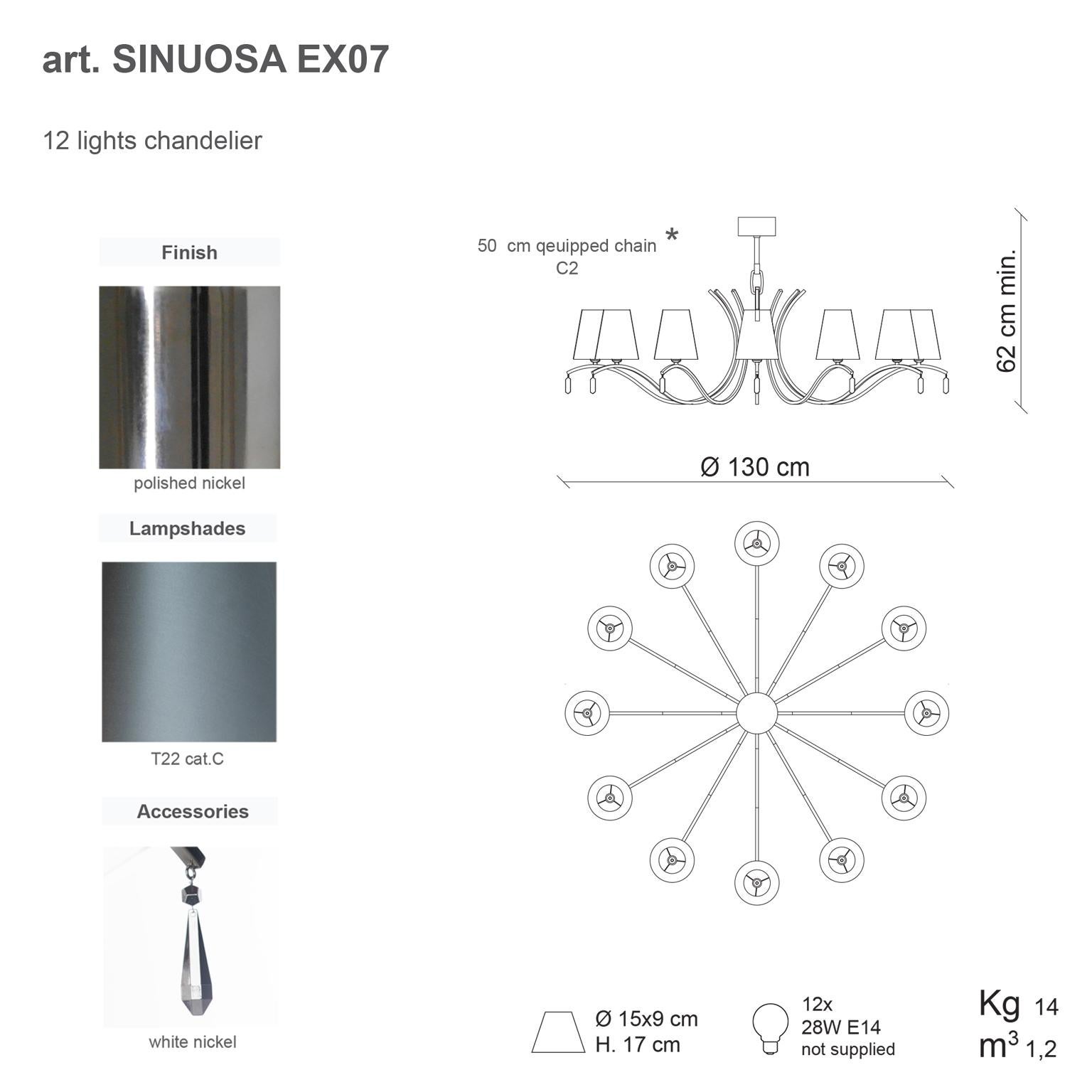 Contemporary 21st Century Sinuosa Nickel Chandelier by Patrizia Garganti For Sale