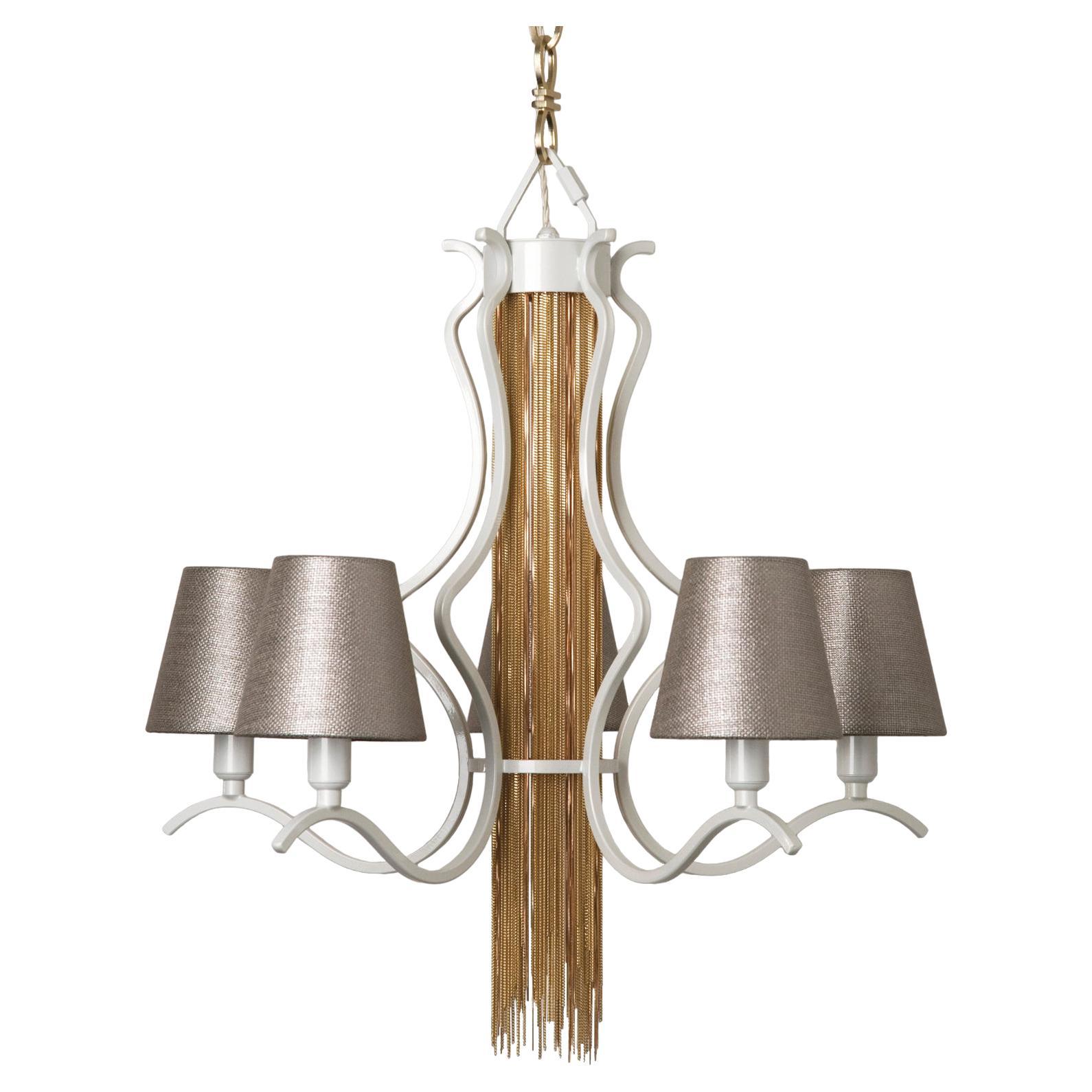 21st Century Sinuosa White Chandelier and Linen Shades by Patrizia Garganti For Sale