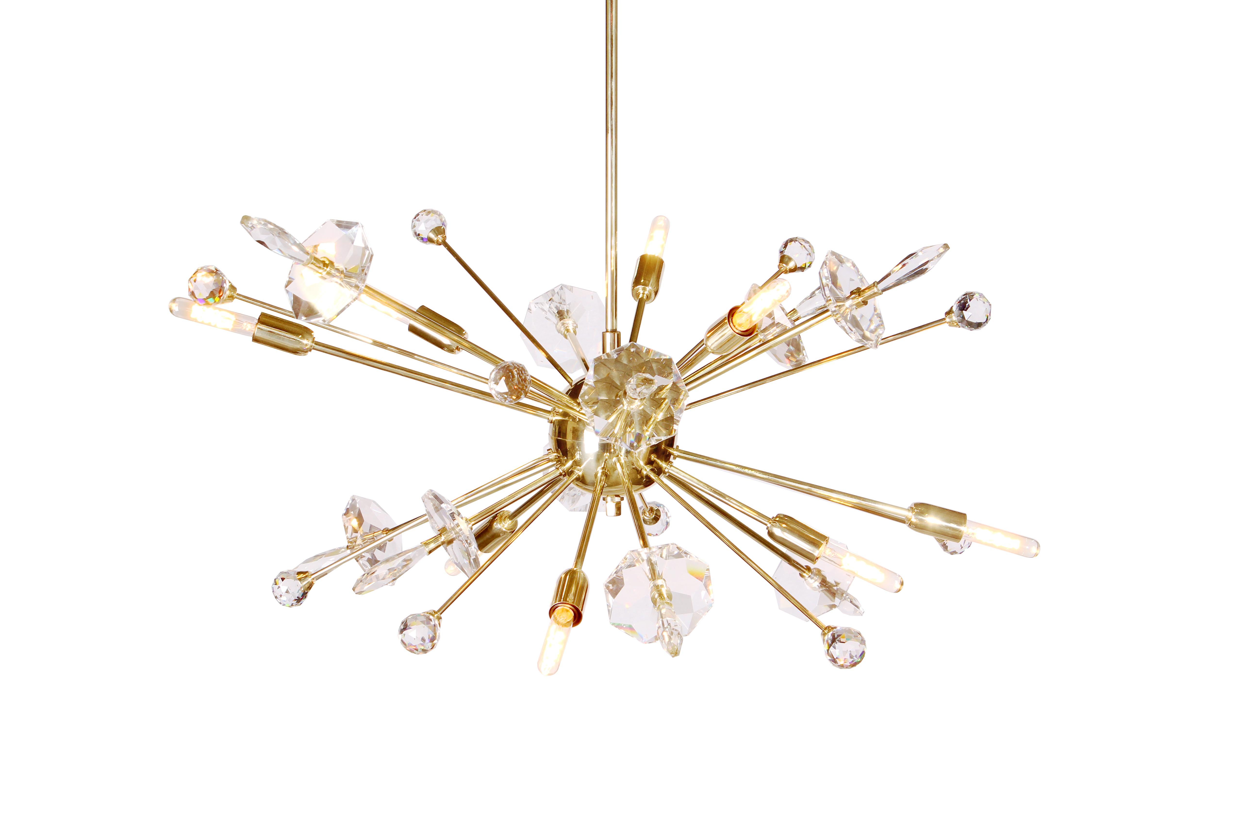 21st Century Sirius Suspension Lamp Brass Crystal In New Condition For Sale In RIO TINTO, PT