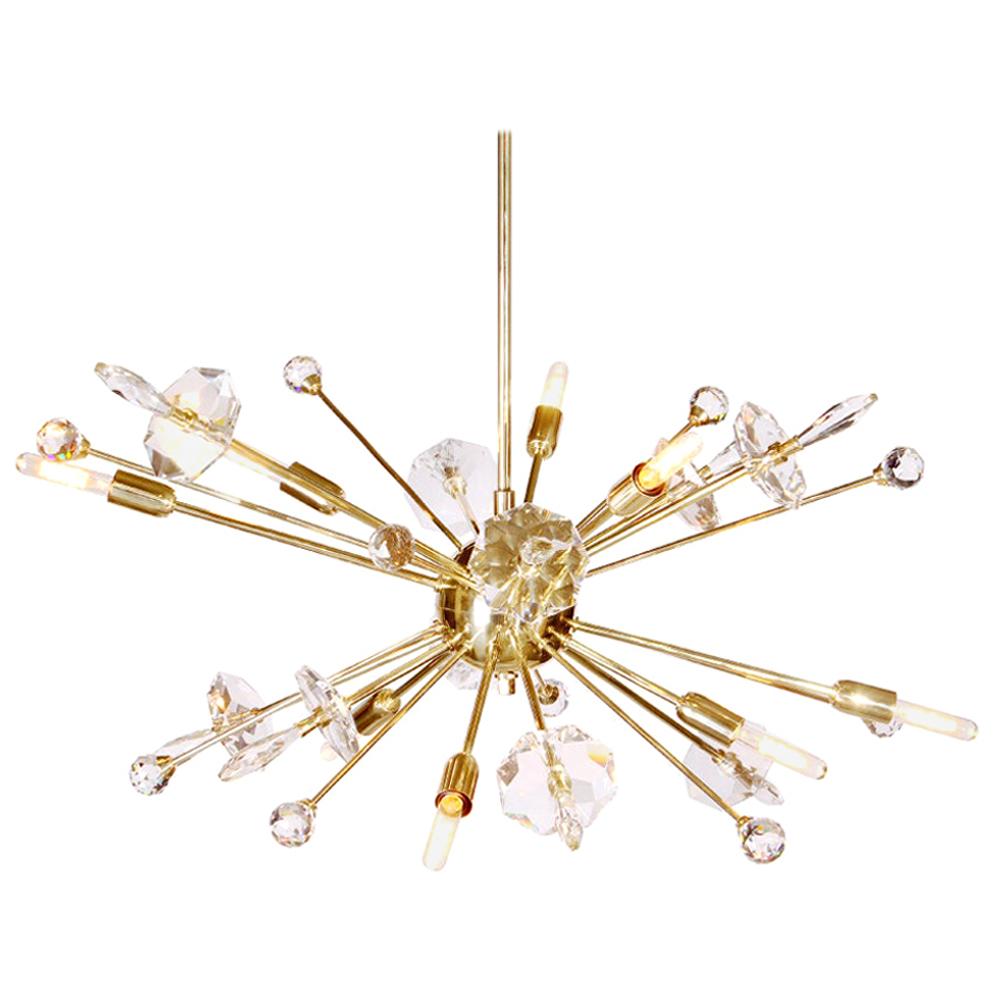 21st Century Sirius Suspension Lamp Brass Crystal For Sale