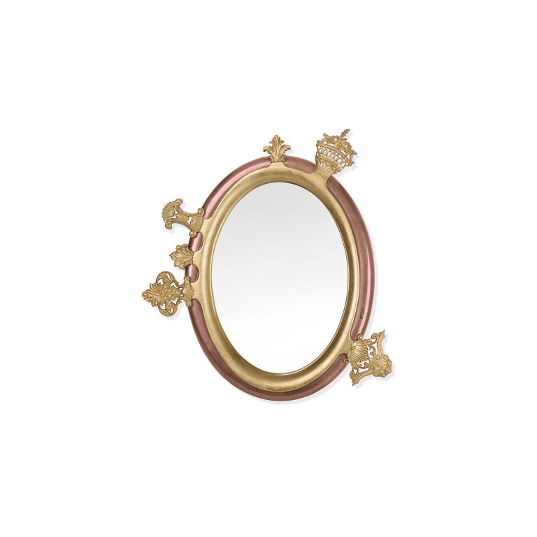 Modern Classic Sissi Mirror in Carved Wood with Gold and Silver Leaf