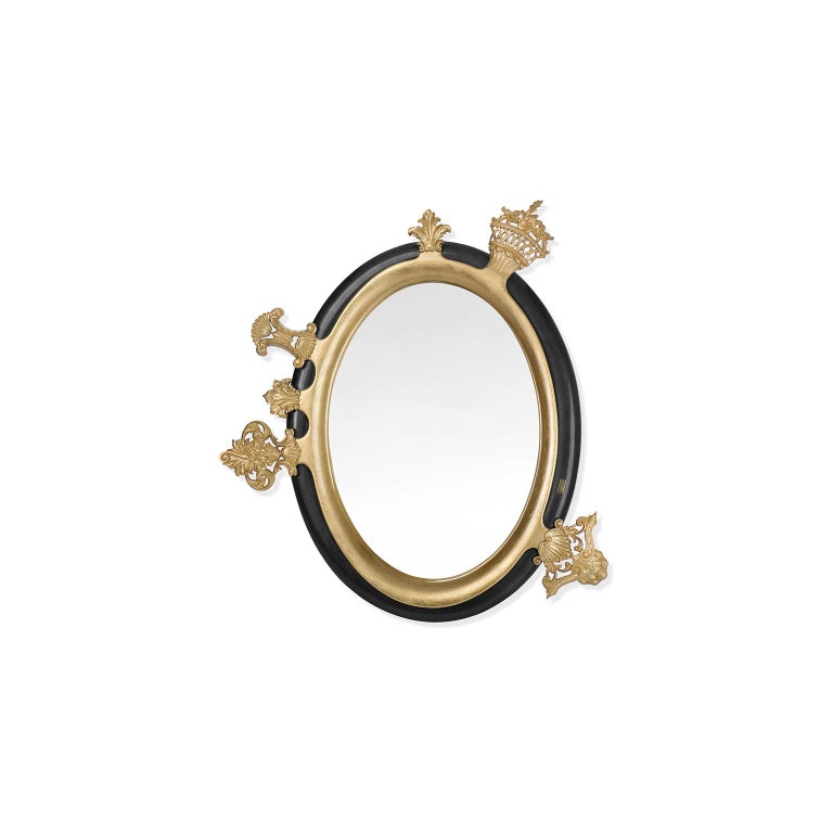 Modern Classic Sissi Mirror in Carved Wood with Gold and Silver Leaf