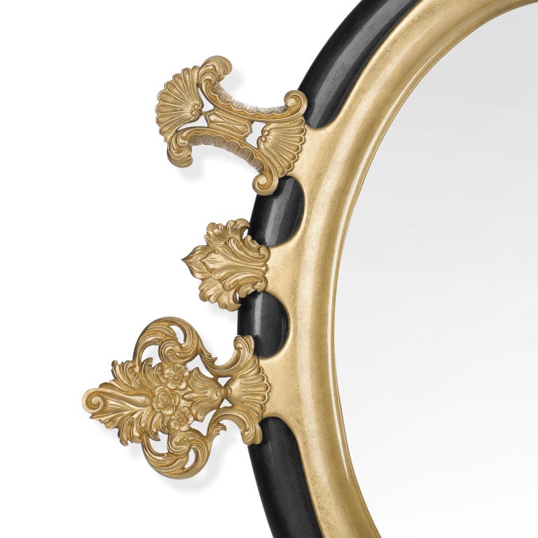 Modern Classic Sissi Mirror in Carved Wood with Gold and Silver Leaf