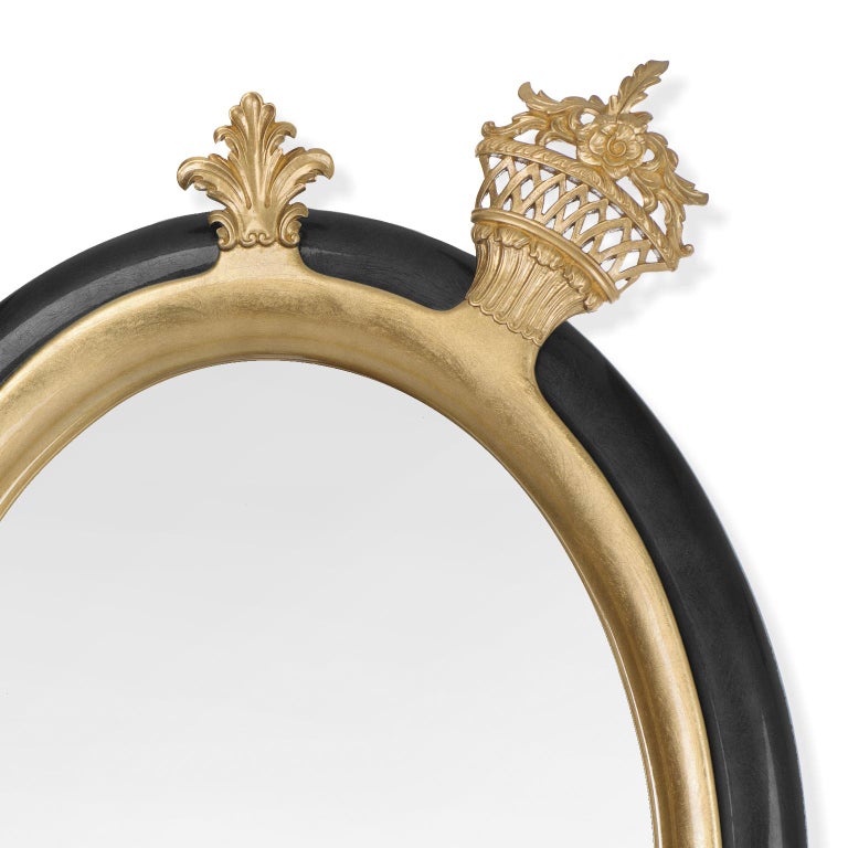 Modern Classic Sissi Mirror in Carved Wood with Gold and Silver Leaf