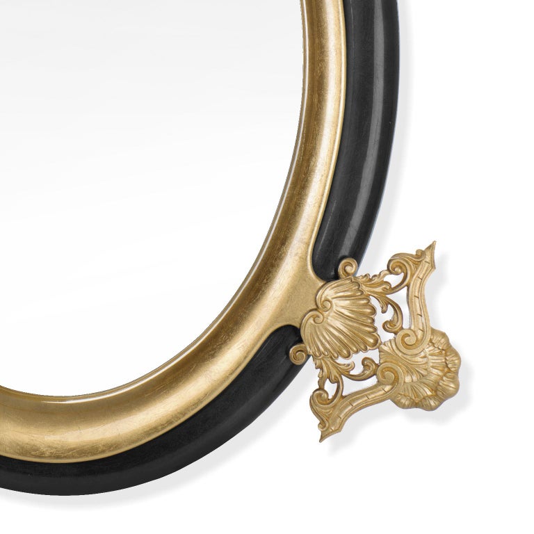 Modern Classic Sissi Mirror in Carved Wood with Gold and Silver Leaf