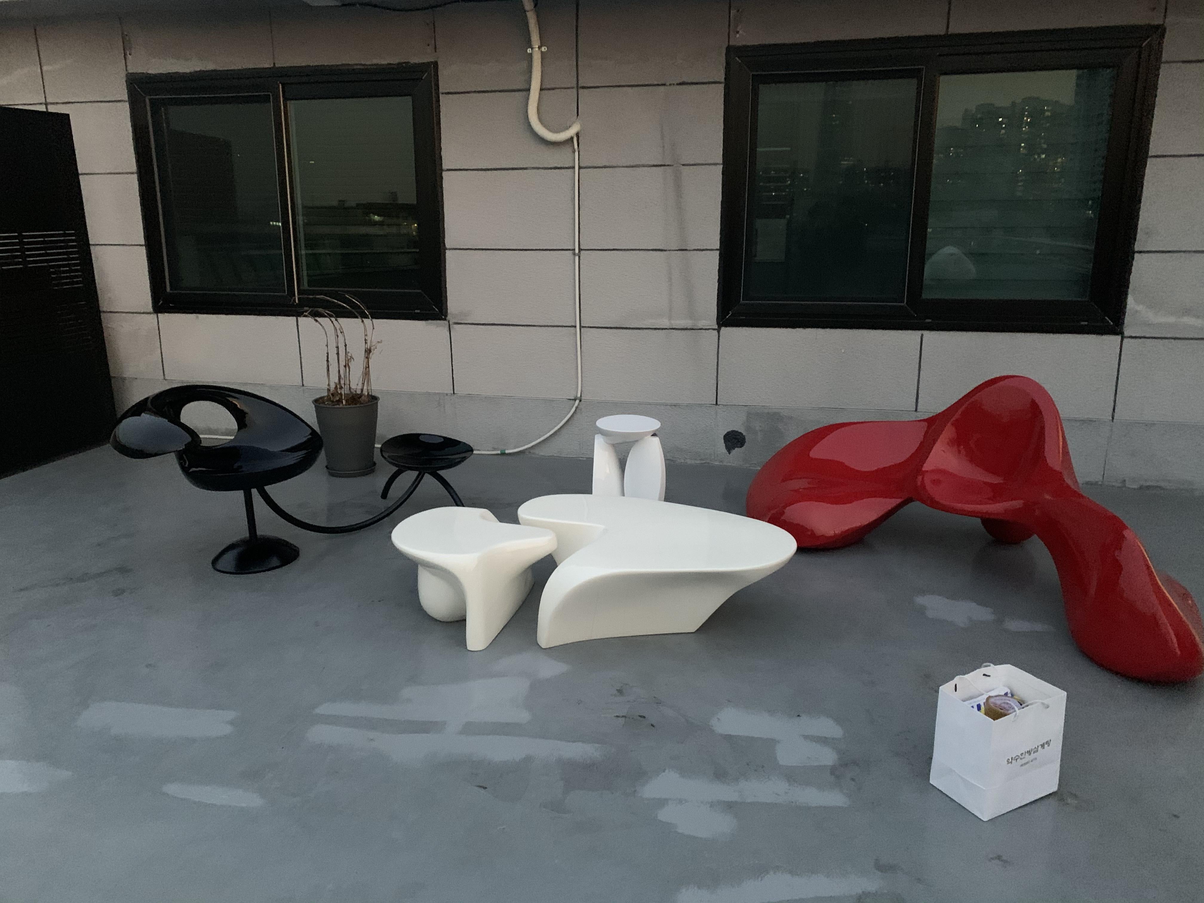 Contemporary 21st Century Skeleton of a Cloud Daeun Kim Sculptural Bench Outdoor Seating Red For Sale