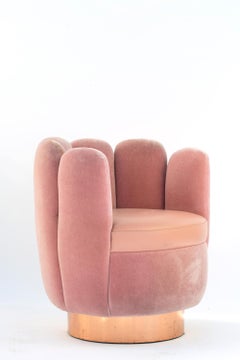21st Century Sketch Gallery Charlotte Chair Pierre Frey Rose Velvet Rose Leather