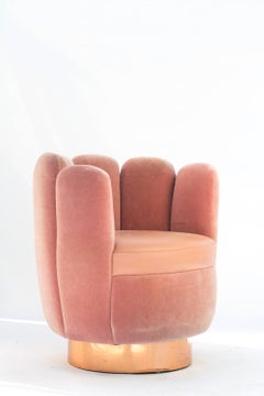21st Century Sketch Gallery Charlotte Chair Pierre Frey Rose Velvet Rose Leather