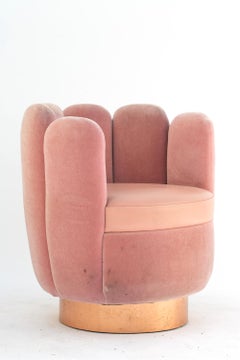21st Century Sketch Gallery Charlotte Chair Pierre Frey Rose Velvet Rose Leather