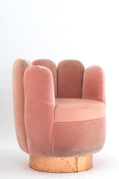 21st Century Sketch Gallery Charlotte Chair Pierre Frey Rose Velvet Rose Leather